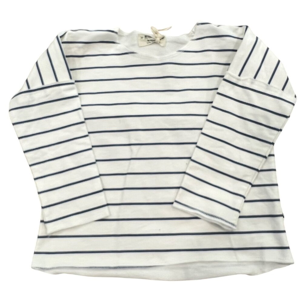 Petit Indi Organic Cotton Striped Long Sleeve Shirt 12-18 Months White & Navy